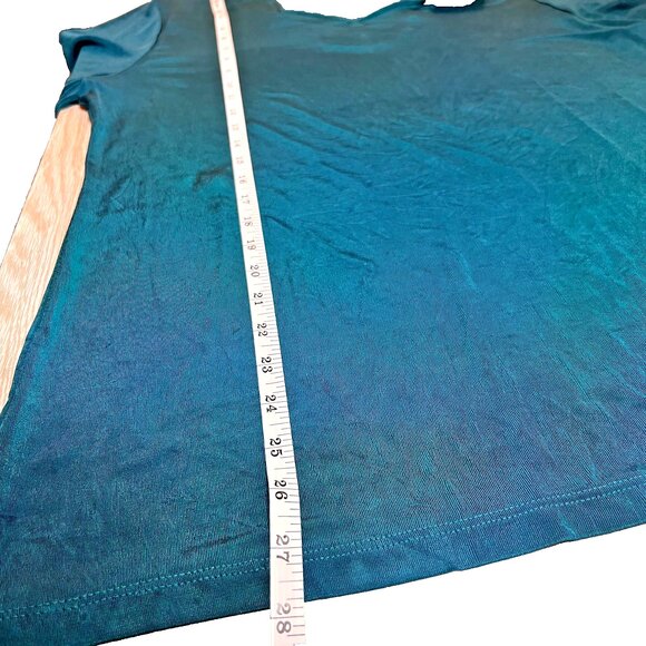 Chico's Travelers Blouse Womens L Teal Blue Green V-Neck 3/4 Sleeve - Picture 12 of 16